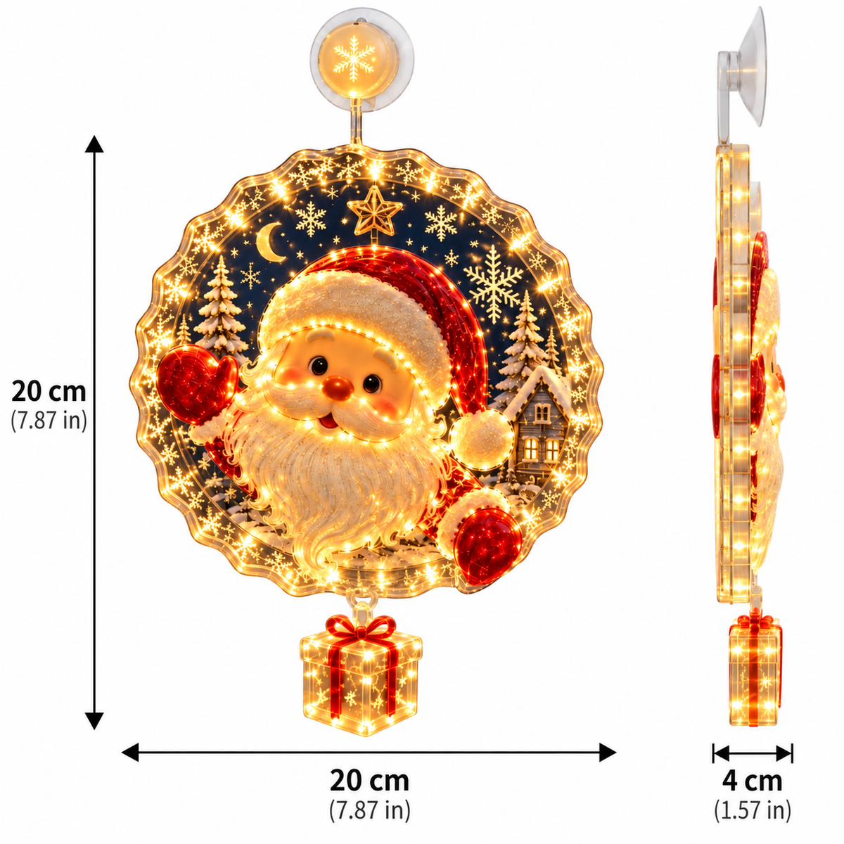 Lighted Christmas Window Decoration with Suction Cup
